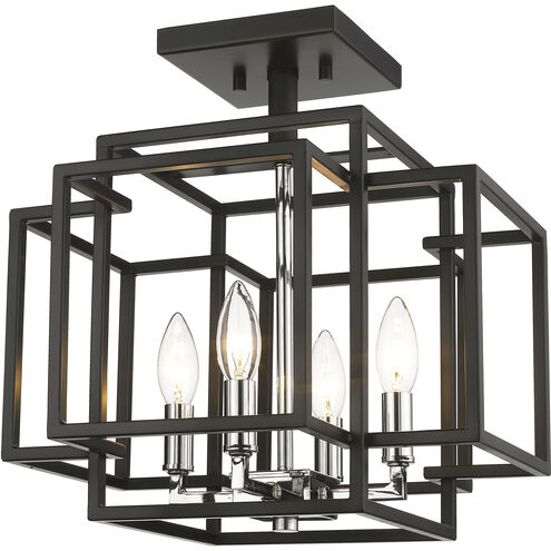 Titania 4 Light 14 inch Black and Chrome Semi Flush Mount Ceiling Light in 5.25