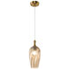 Eesha 1 Light 6.25 inch Aged Gold Brass and Amber Pendant Ceiling Light