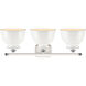 Ballston Adirondack 3 Light 28 inch White and Polished Chrome Bath Vanity Light Wall Light in Incandescent, Glossy White, Ballston