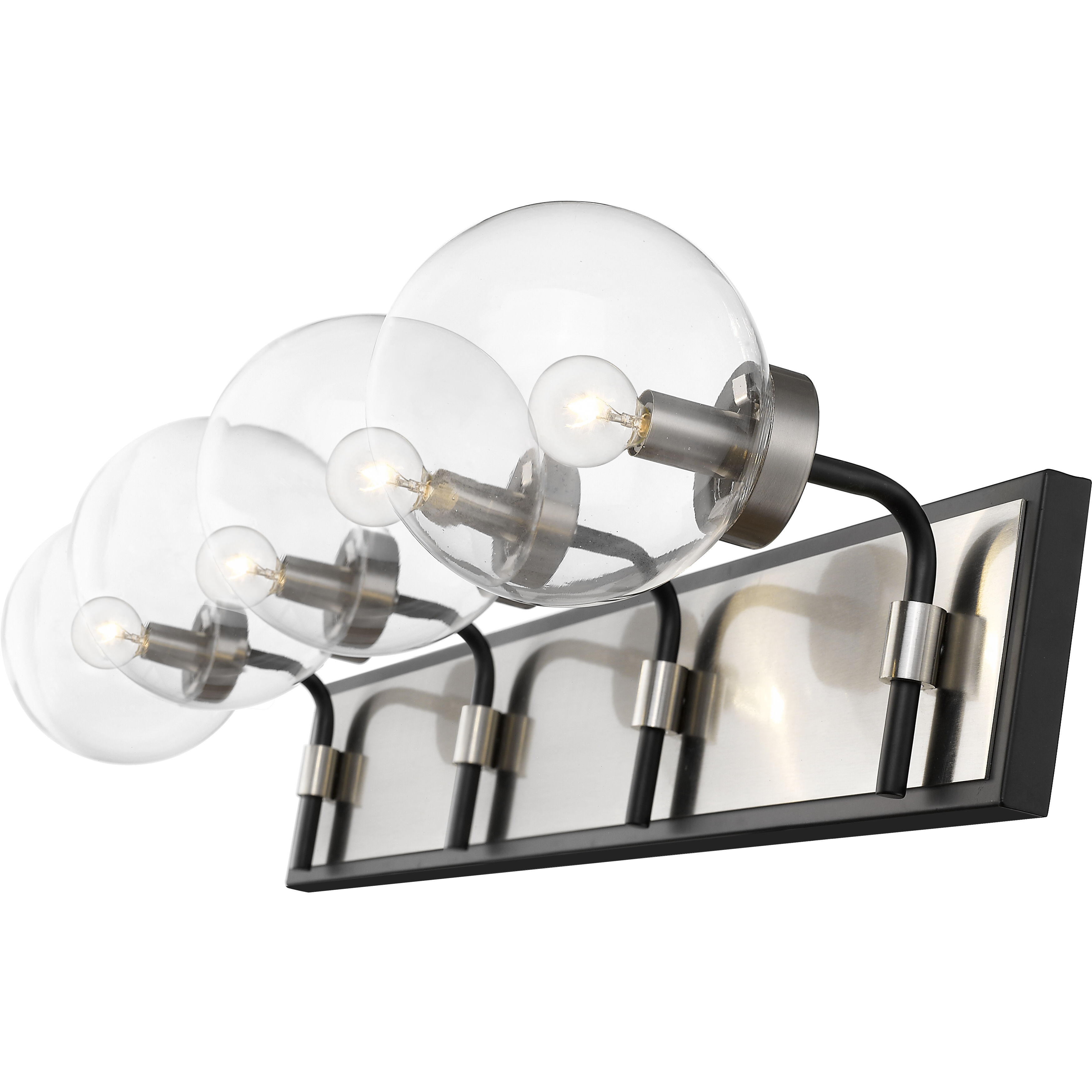 Parsons 4 Light 33.25 inch Matte Black and Brushed Nickel Vanity Wall Light