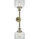 Franklin Restoration Large Bell 2 Light 19 inch Antique Brass Bath Vanity Light Wall Light in Incandescent, Clear Glass, Franklin Restoration