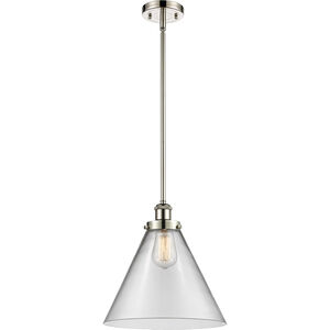 Ballston X-Large Cone 1 Light 8 inch Brushed Satin Nickel Pendant Ceiling Light in Clear Glass