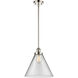 Ballston X-Large Cone LED 8 inch Brushed Satin Nickel Pendant Ceiling Light in Clear Glass