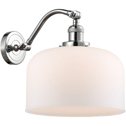 Franklin Restoration X-Large Bell 1 Light 12 inch Polished Chrome Sconce Wall Light in Matte White Glass, Franklin Restoration