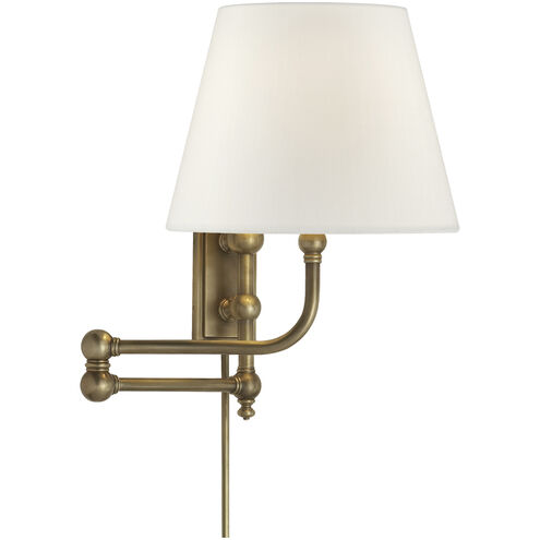 Chapman & Myers Pimlico 25 inch 60.00 watt Antique-Burnished Brass Swing Arm Sconce Wall Light in Linen