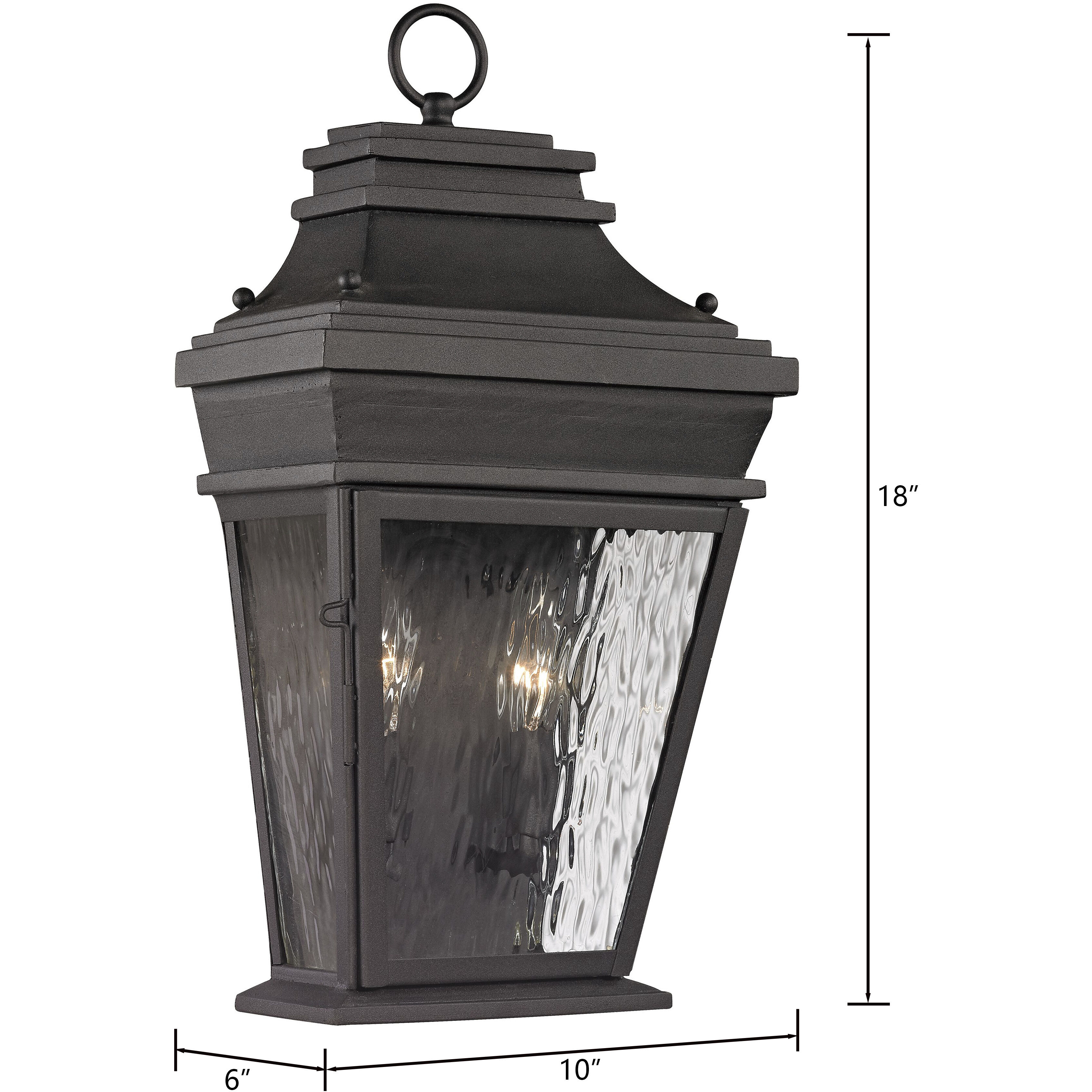 Forged Provincial 2 Light 18 inch Charcoal Outdoor Wall Sconce