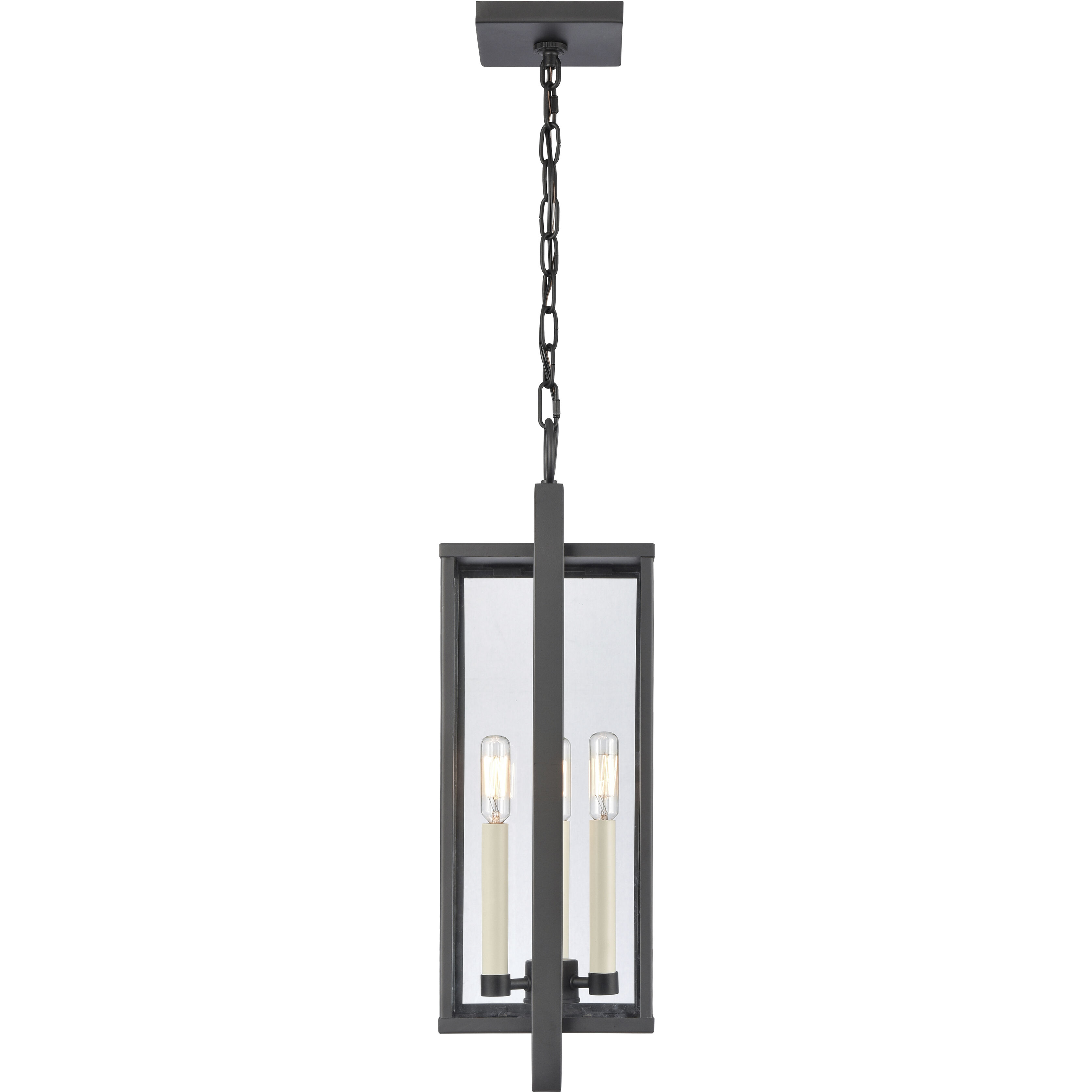 Gladwyn 3 Light 8.25 inch Matte Black with Off White Outdoor Pendant