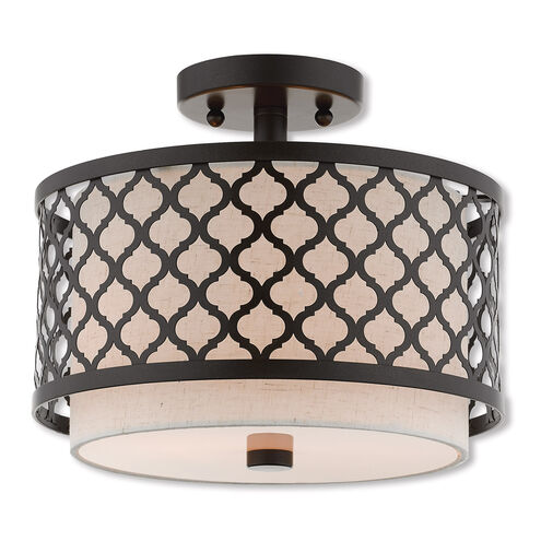 Arabesque 2 Light 12 inch English Bronze Semi-Flush Mount Ceiling Light