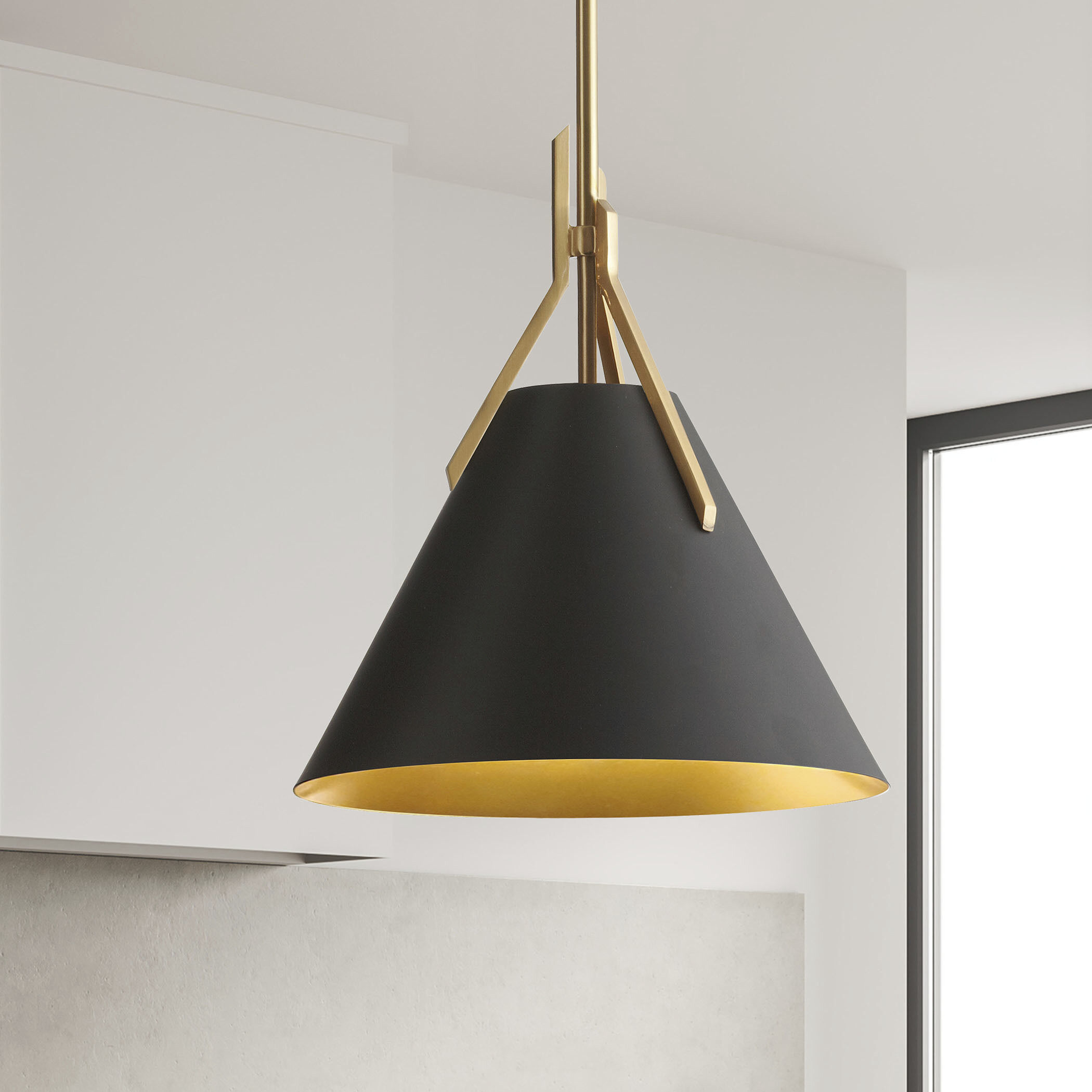 Nicole 1 Light 12 inch Aged Brass with Black Pendant Ceiling Light in Aged Brass and Black