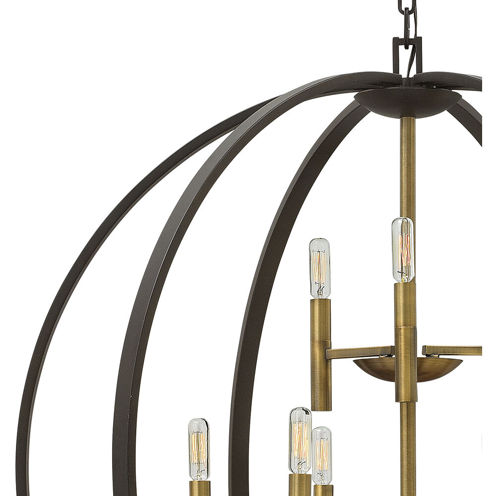 Euclid 12 Light 36 inch Spanish Bronze with Heirloom Brass Indoor Foyer Light Ceiling Light