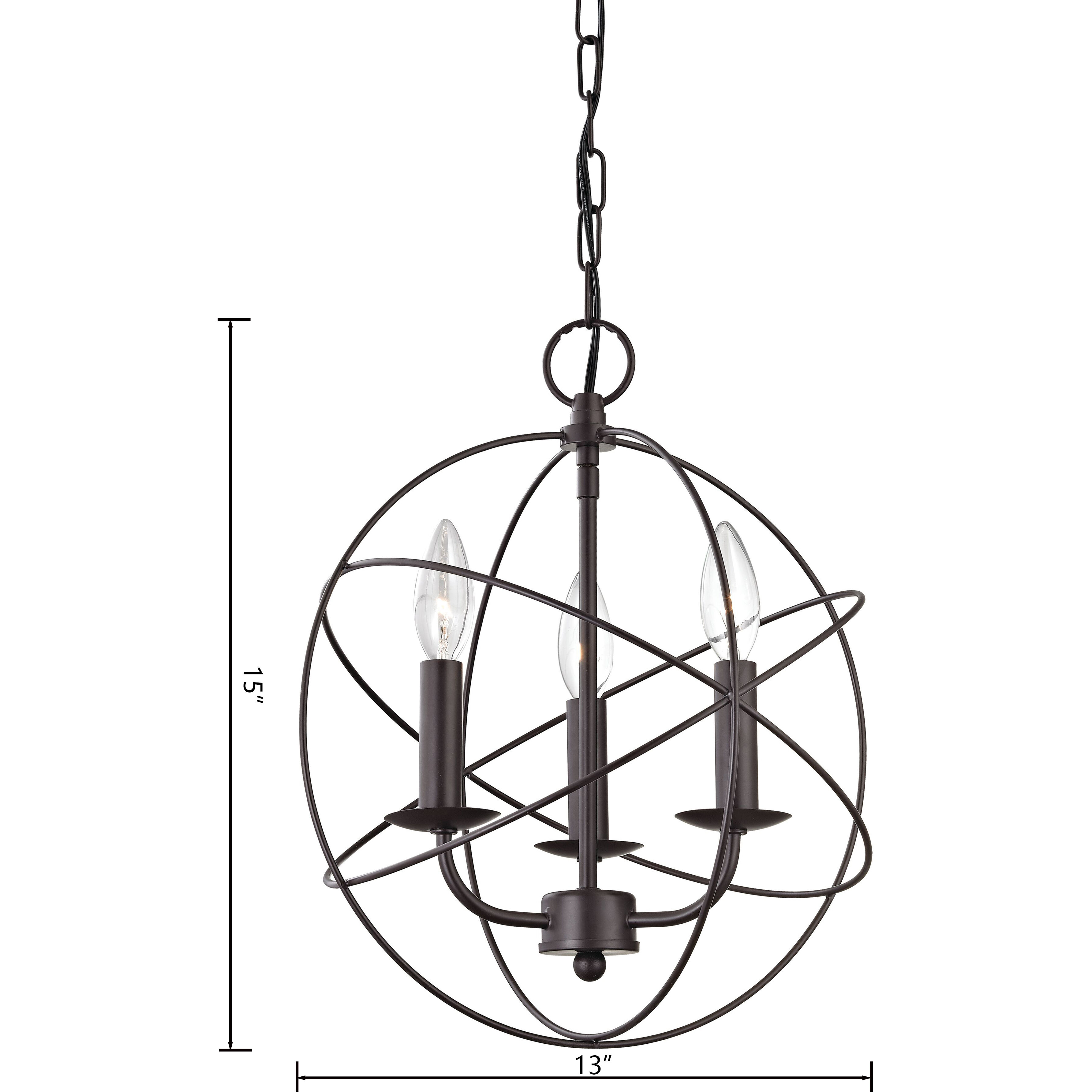 Williamsport 3 Light 13 inch Oil Rubbed Bronze Chandelier Ceiling Light