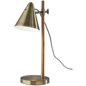 Bryn 20 inch 40.00 watt Natural Rubberwood and Antique Brass Desk Lamp Portable Light