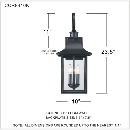 Chancellor 3 Light 24 inch Mystic Black Outdoor Wall Lantern