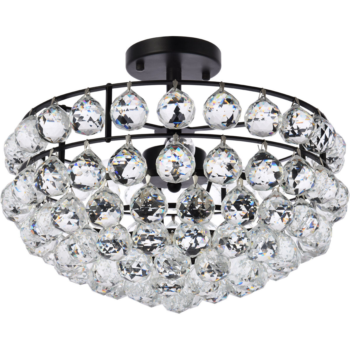 Savannah 3 Light 16 inch Black Flush Mount Ceiling Light