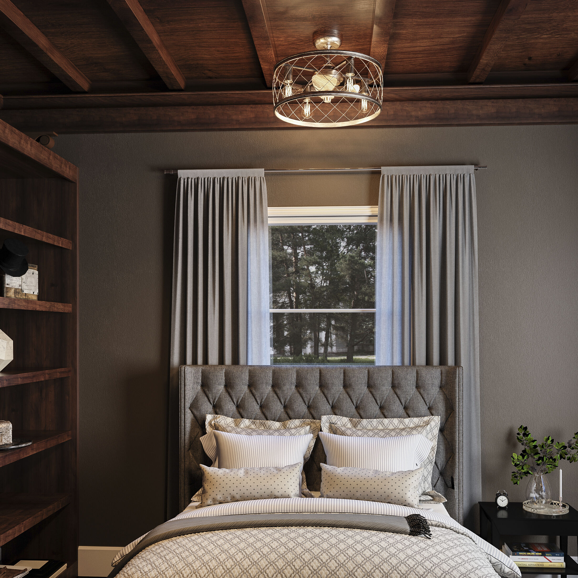 Dury 22 inch Century Silver Leaf with Silver Blades Fandelier