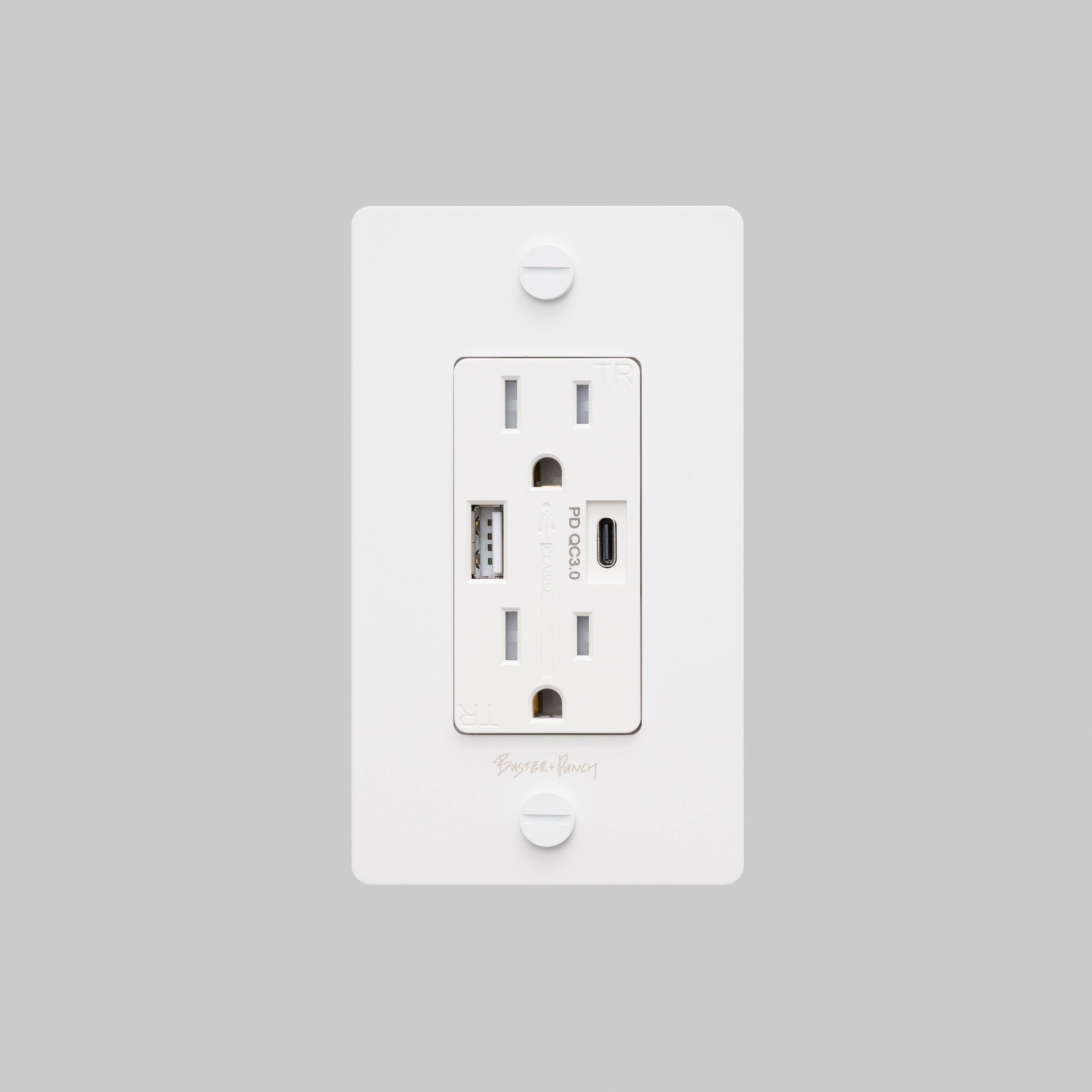 1G Duplex 125 White Outlet, USB A + C