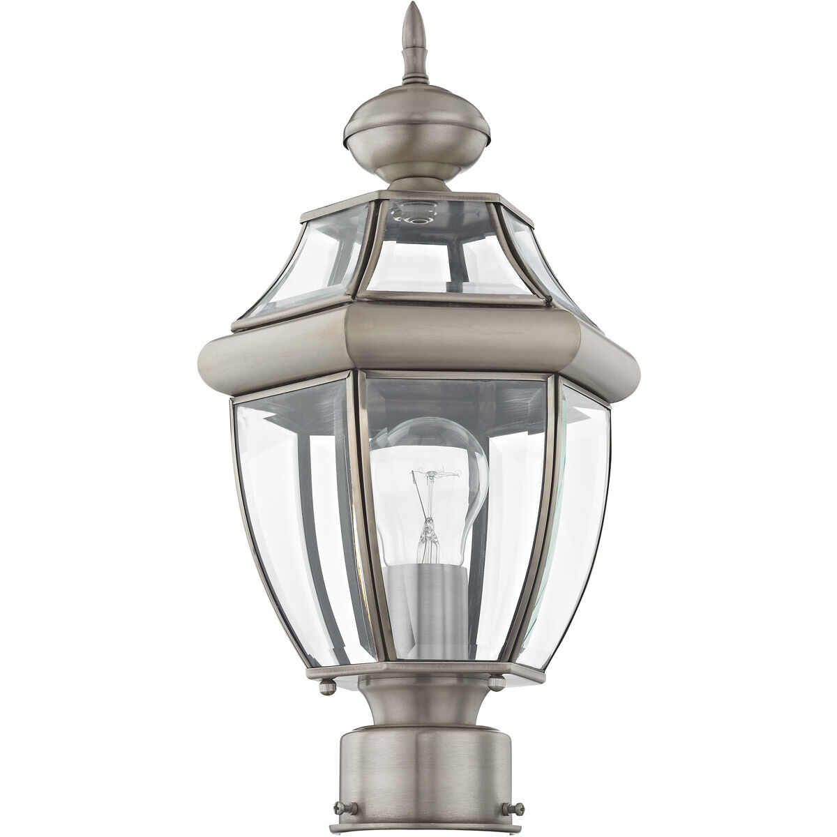 Monterey 1 Light 17 inch Brushed Nickel Outdoor Post Top Lantern