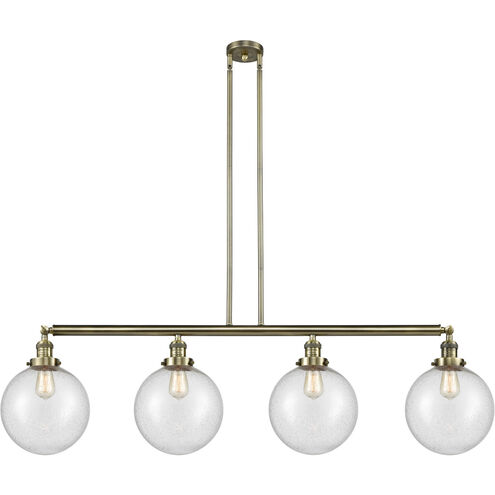 Franklin Restoration X-Large Beacon LED 54 inch Antique Brass Island Light Ceiling Light in Seedy Glass, Franklin Restoration