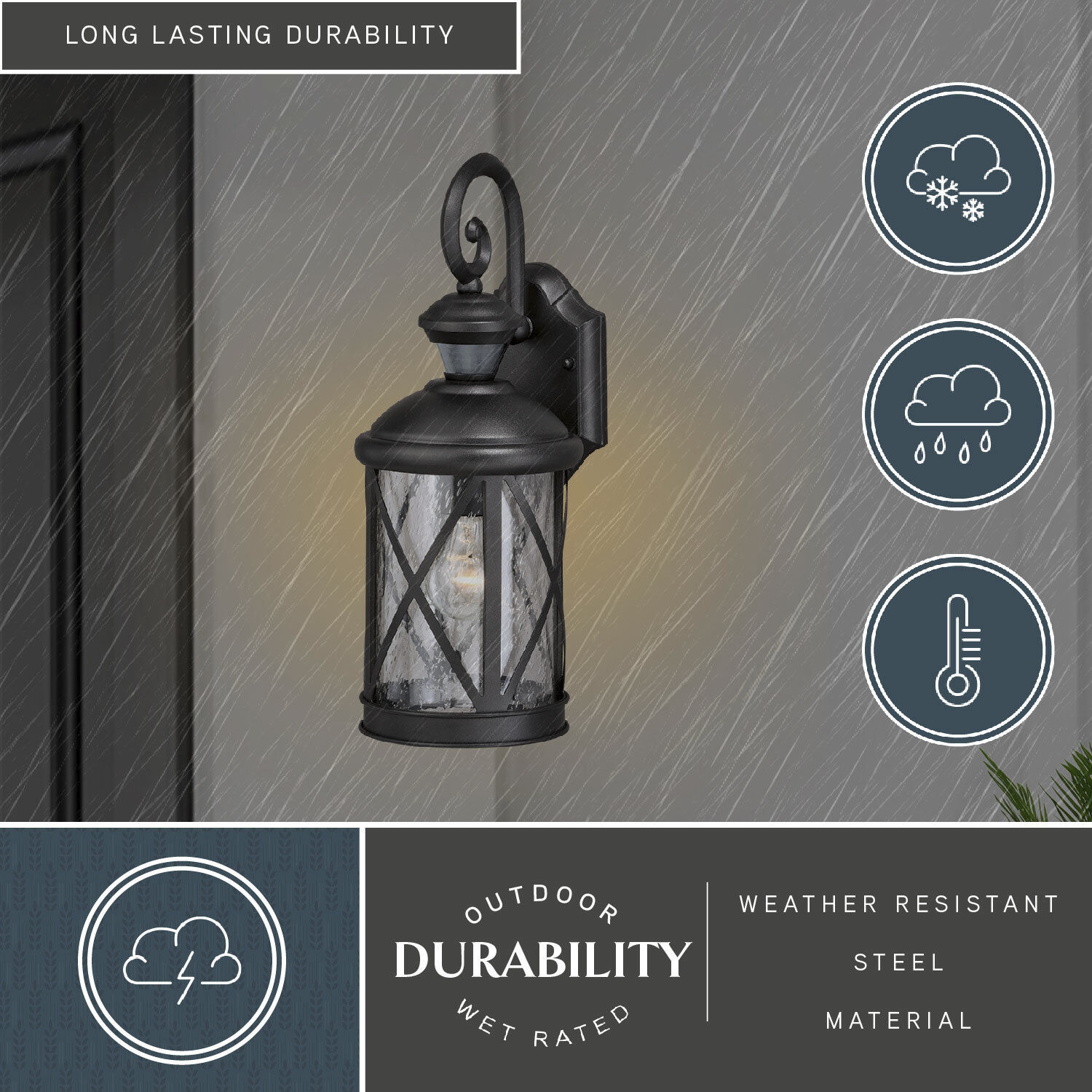 Henderson Textured Black Outdoor Motion Sensor