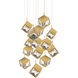 Ice Cube LED 24.88 inch Aged Brass Multi-Light Pendant Ceiling Light, dweLED