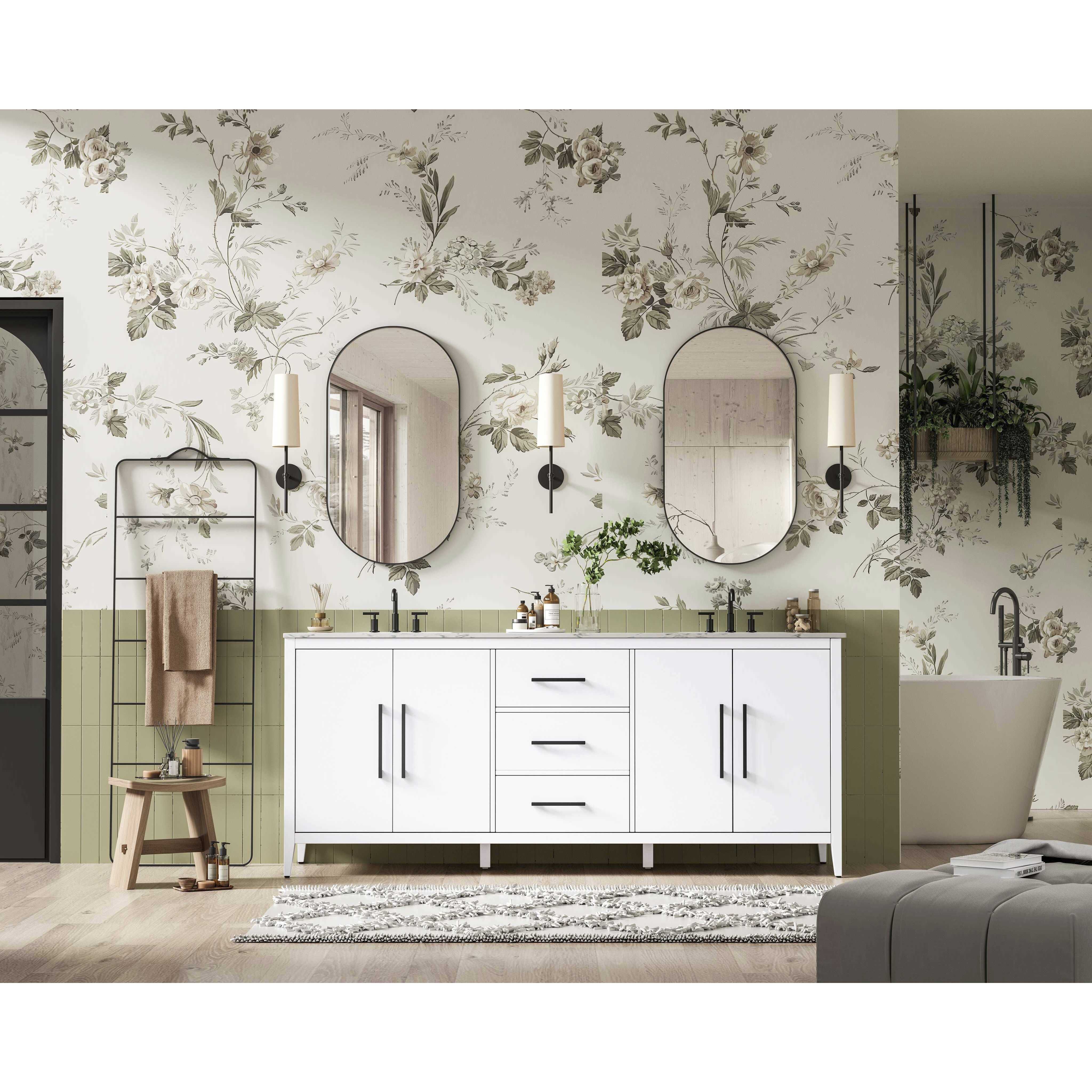 Millie 84 X 35 inch White Bathroom Vanity Cabinet