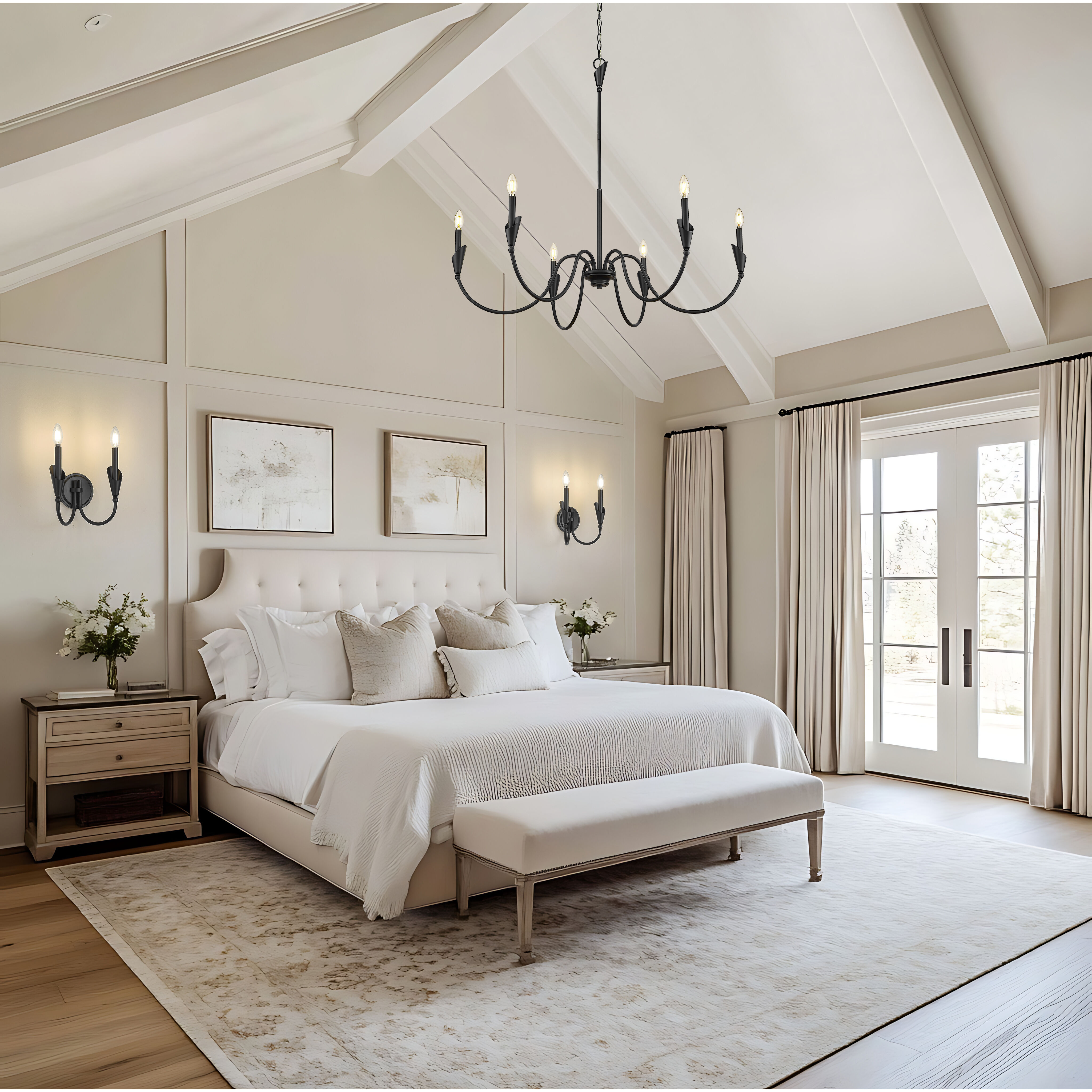 Claudelle 6 Light 46 inch Matte Black Chandelier Ceiling Light