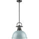 Duncan 1 Light 14 inch Matte Black Pendant Ceiling Light in Seafoam, Large