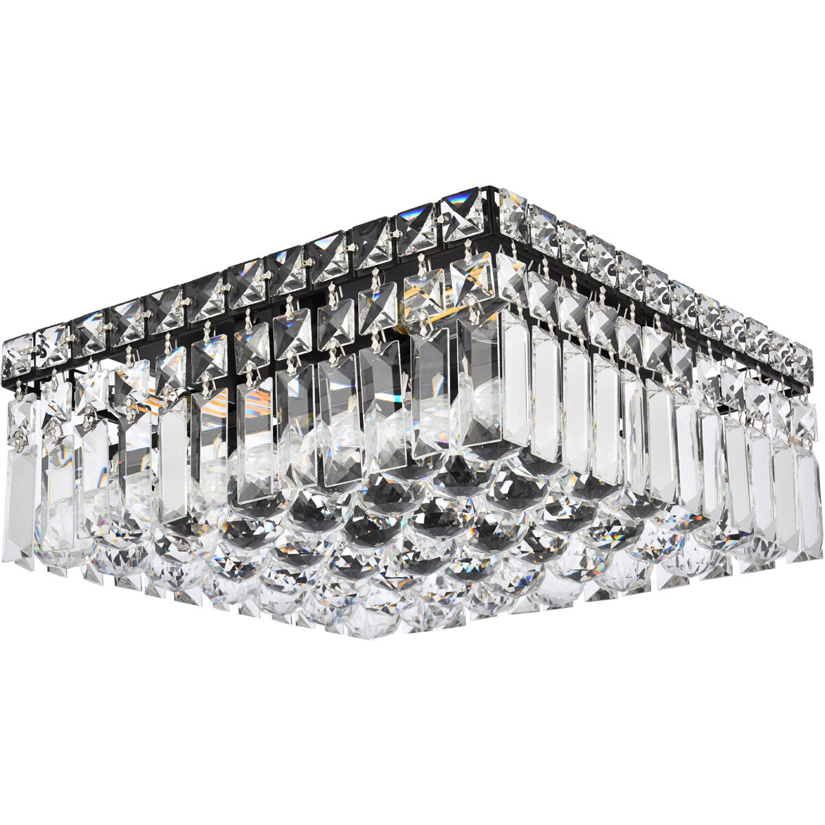 Maxime 5 Light 14 inch Black and Clear Flush Mount Ceiling Light in Royal Cut