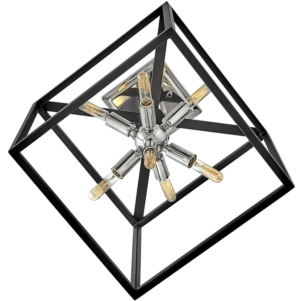 Lisa McDennon Aros 7 Light 13 inch Black with Polished Nickel Indoor Pendant Ceiling Light in Black/Polished Nickel, Convertible to Semi-Flush