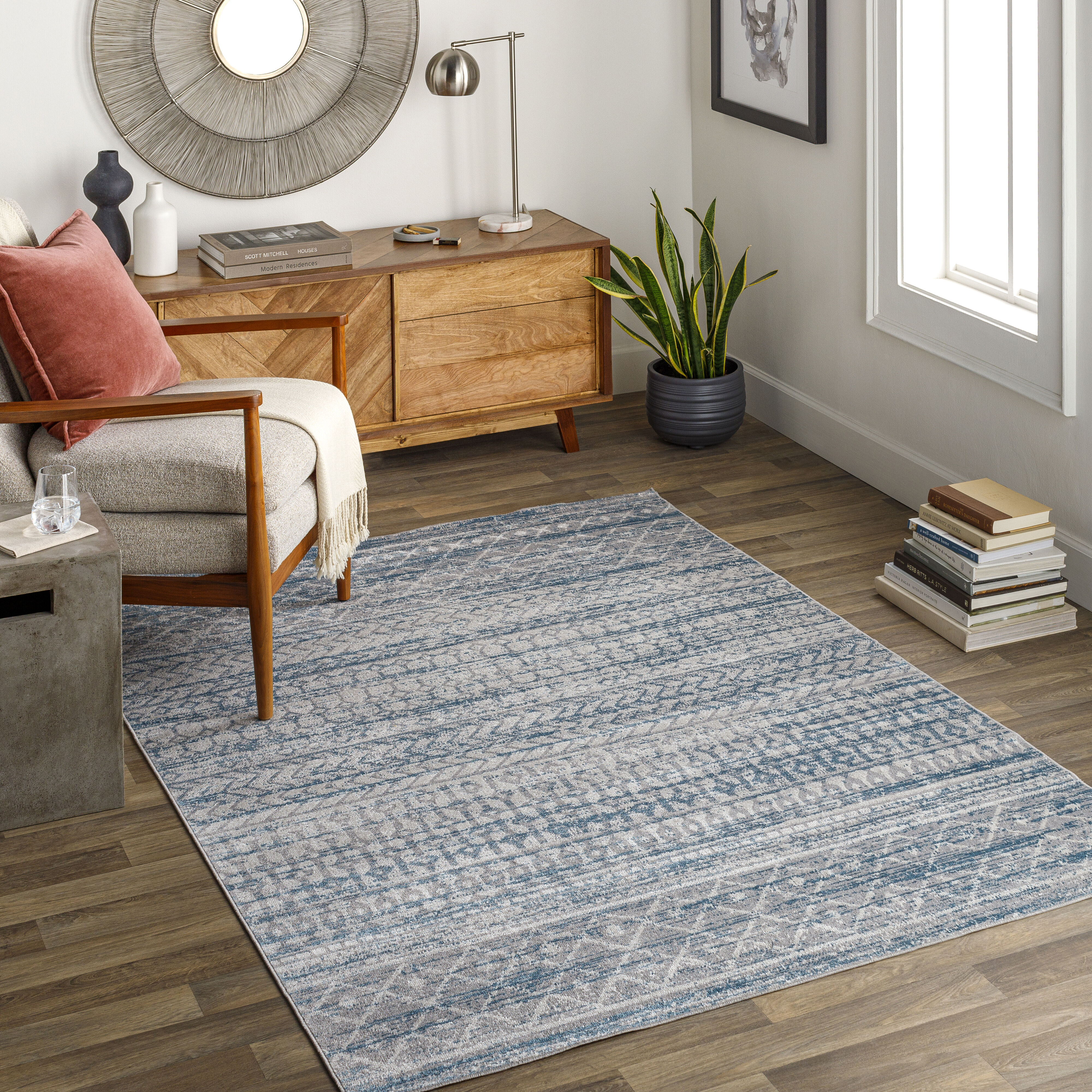 Lavadora 87 X 31 inch Blue Rug in 2.5 x 8, Runner
