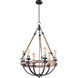 Lodge 6 Light 24 inch Weathered Oak/Bronze Chandelier Ceiling Light