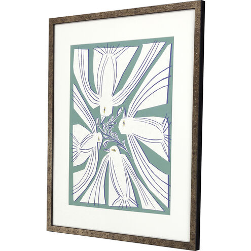 Block Flock Green and Blue and Yellow Framed Art