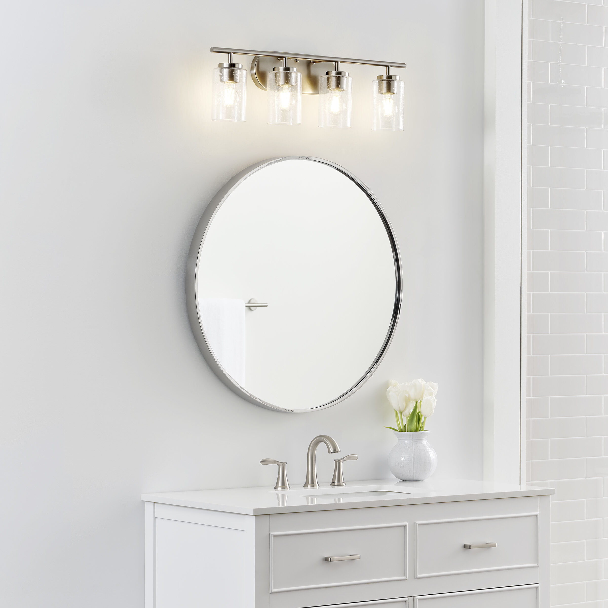 Oslo 4 Light 27.5 inch Brushed Nickel Wall Bath Fixture Wall Light