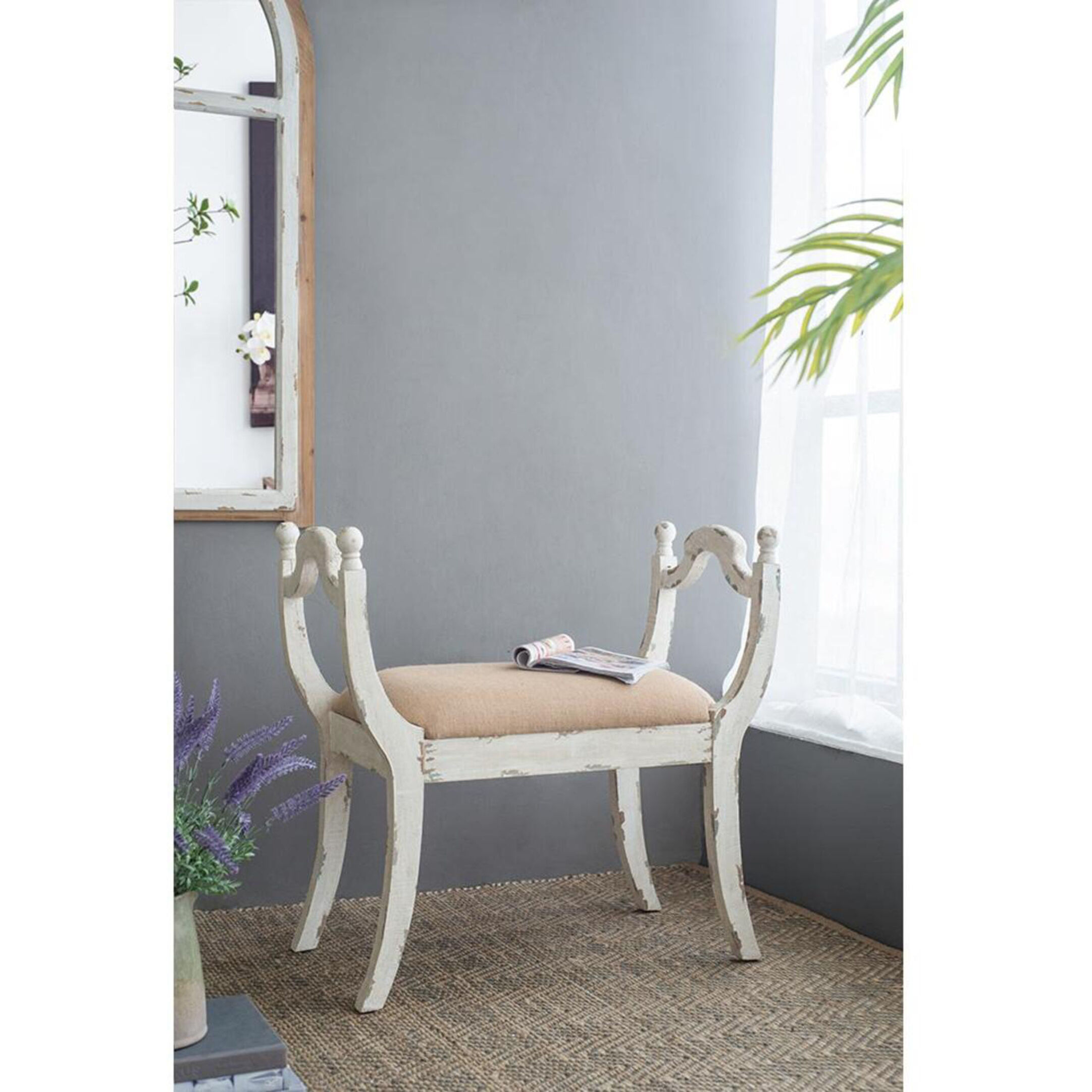 Anita White/Beige Bench