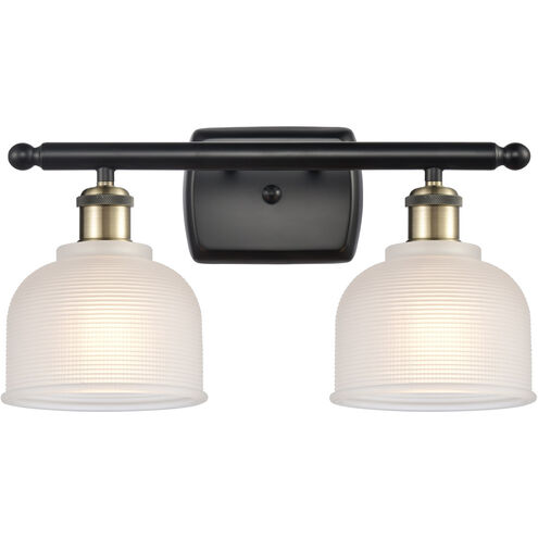 Ballston Dayton LED 16 inch Black Antique Brass Bath Vanity Light Wall Light in White Glass, Ballston