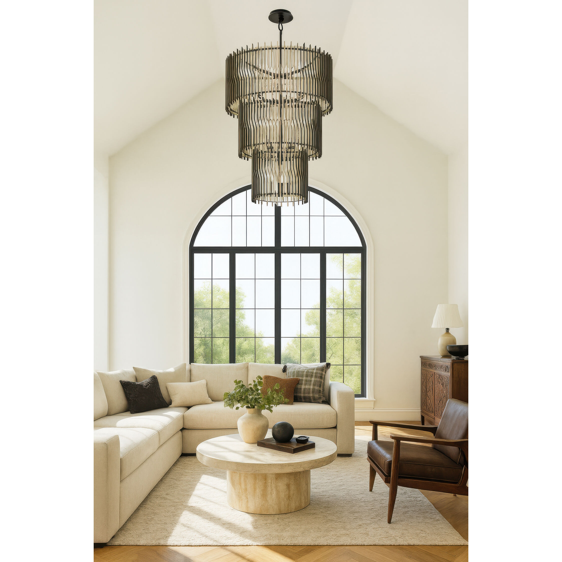 Park Row 18 Light 32 inch Matte Black and French Gold Chandelier Ceiling Light