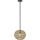 Berkshire 1 Light 15 inch Black Metal with Natural Seagrass Pendant Ceiling Light