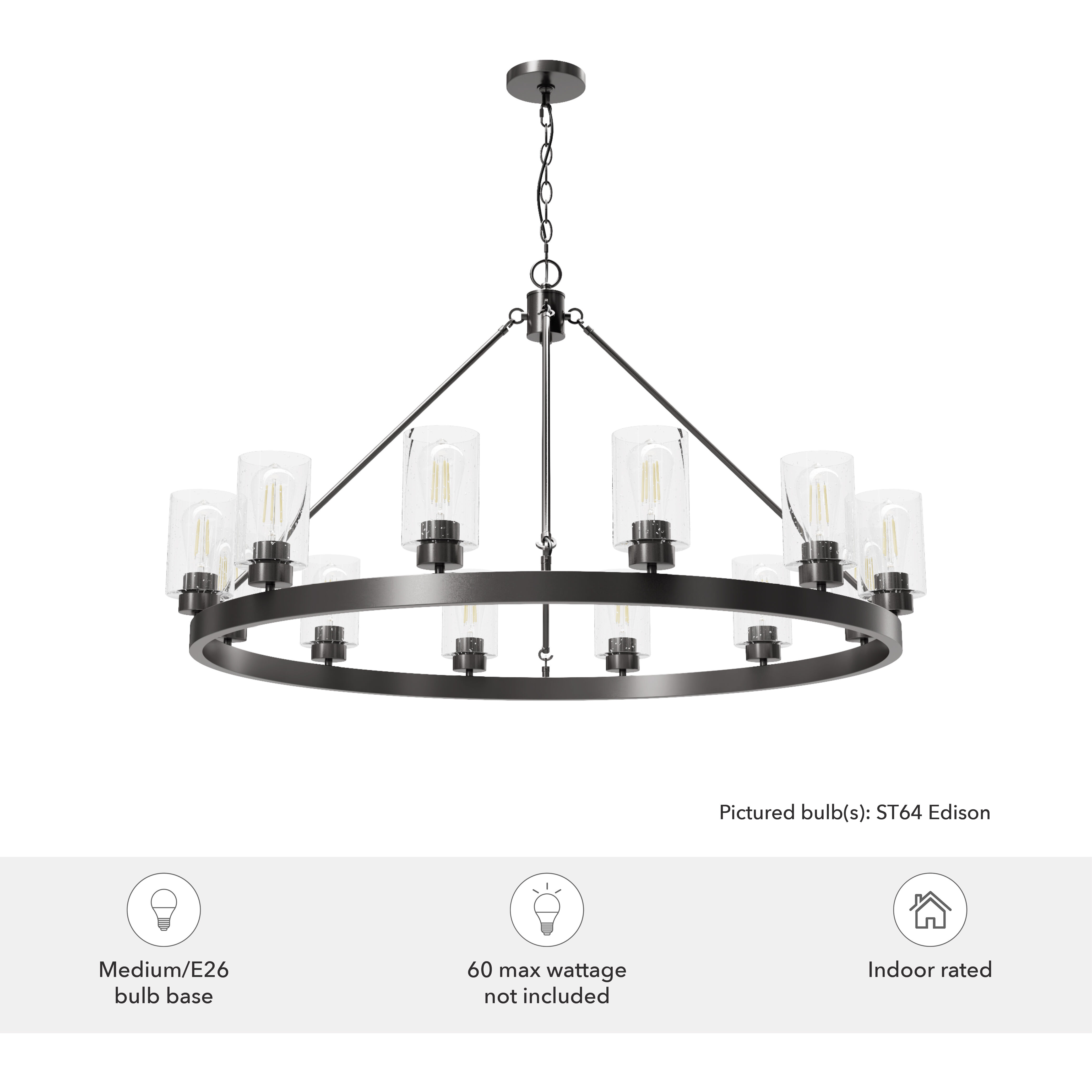 Hartland 12 Light 44 inch Noble Bronze Chandelier Ceiling Light, Extra Large