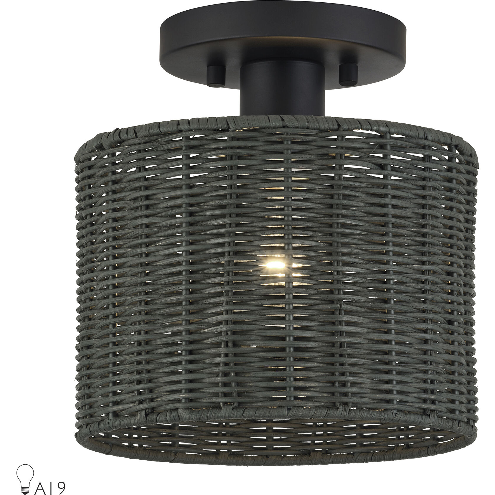 Weavington 1 Light 8.5 inch Black Semi Flush Mount Ceiling Light, Small