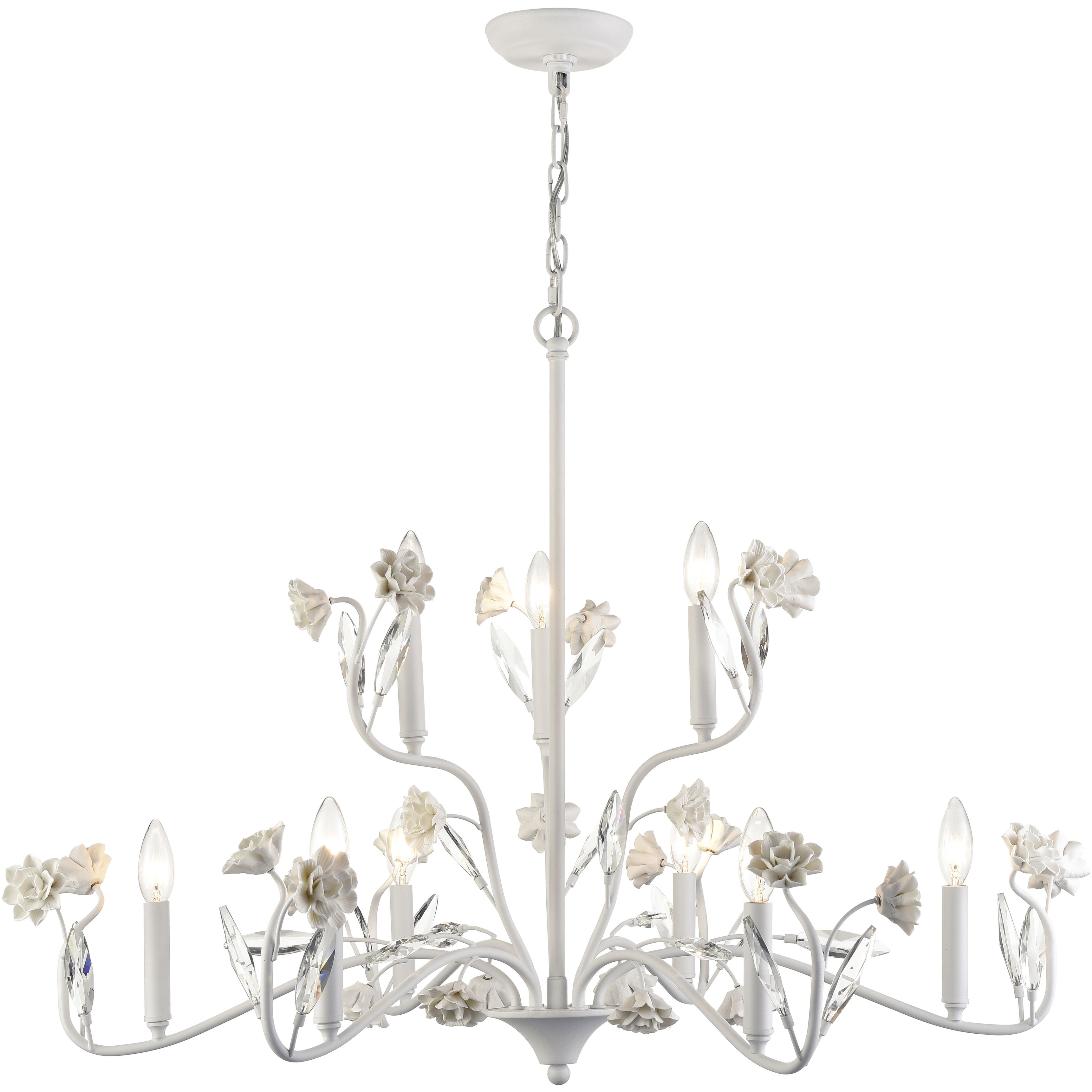 Adelaide 9 Light 36 inch Textured White Chandelier Ceiling Light