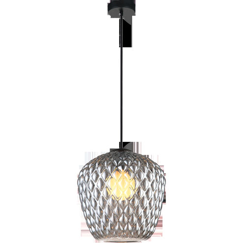 Quilted Gem 1 Light 9.88 inch Matte Black Pendant Ceiling Light in Smoke