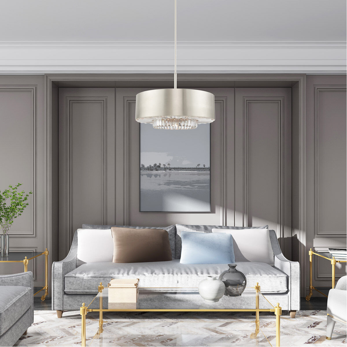 Madison 6 Light 24 inch Brushed Nickel Pendant Chandelier Ceiling Light