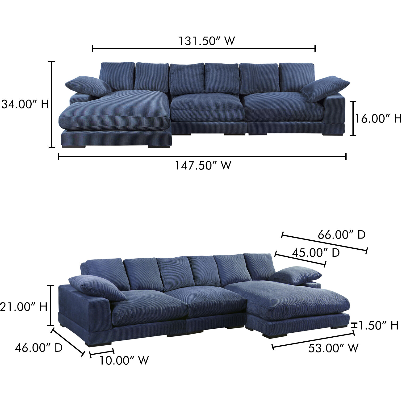 Plunge Blue Sectional, Large