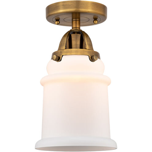 Nouveau 2 Canton LED 6 inch Brushed Brass Semi-Flush Mount Ceiling Light in Matte White Glass