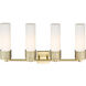 Bolivar 4 Light 31 inch Brushed Brass Bath Vanity Light Wall Light in Matte White Glass