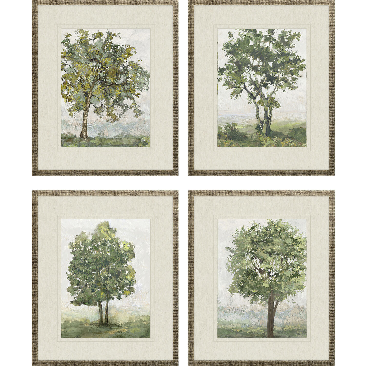 Landscapes Green and Brown and Gray and White Framed Art
