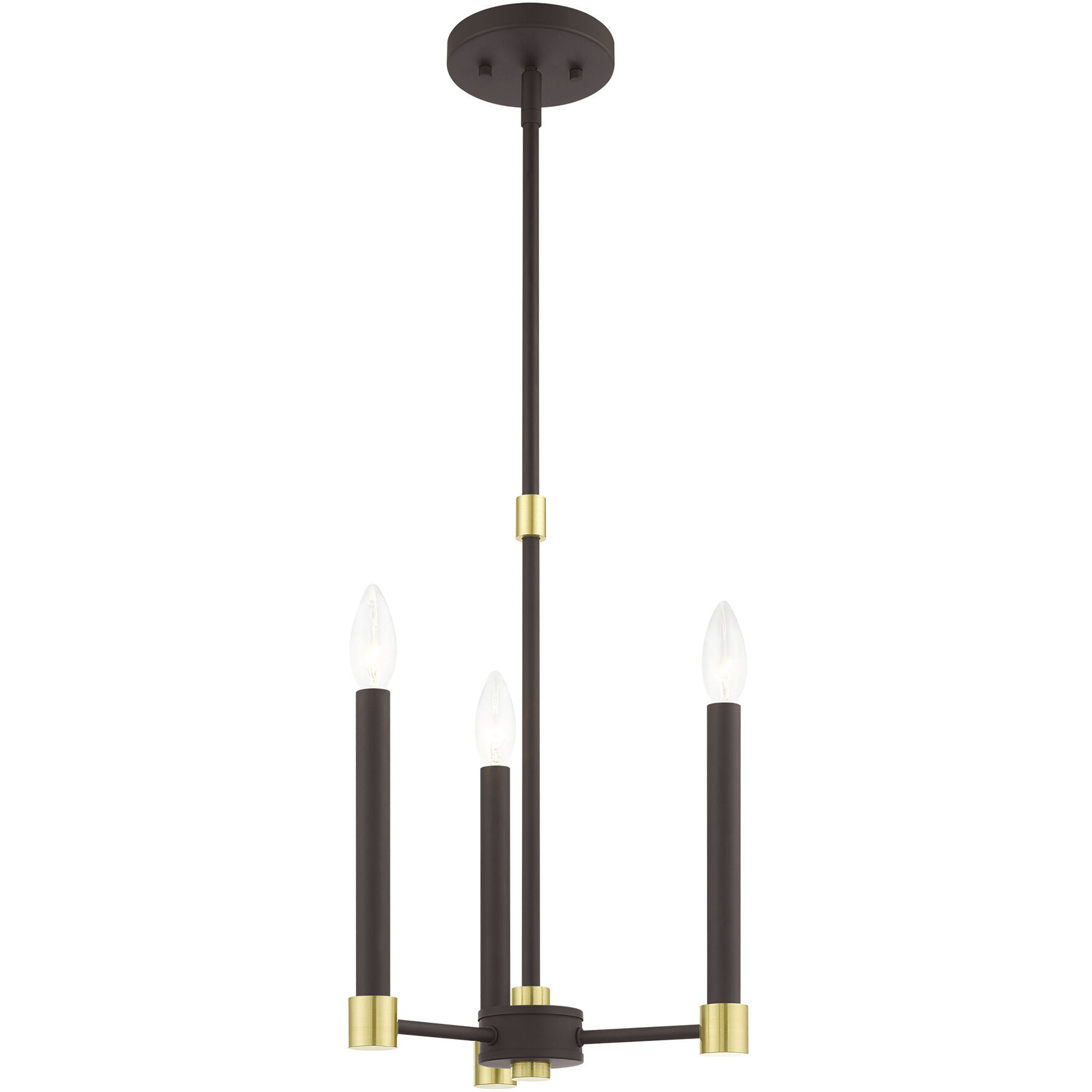 Karlstad 3 Light 12 inch Bronze with Satin Brass Accents Chandelier Ceiling Light