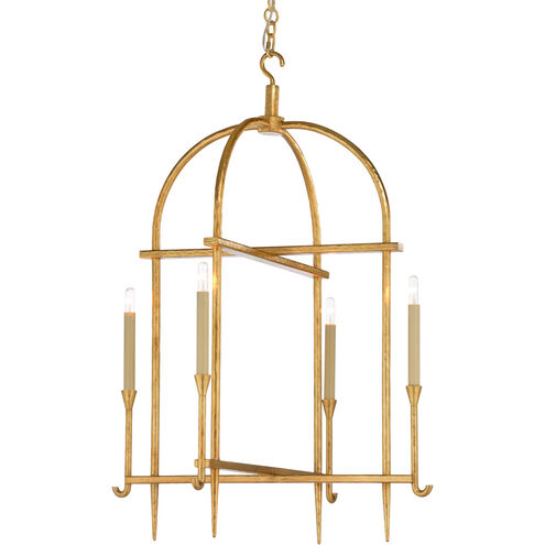 Claire 4 Light 26 inch Hammered Gold Leaf Lantern