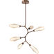 Aalto LED 38.8 inch Burnished Bronze Chandelier Ceiling Light in 3000K LED, Optic Rib Amber, Modern Vine