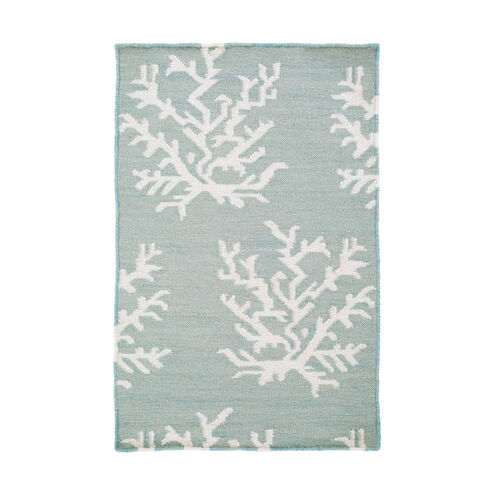 Atlantic 63 X 39 inch Aqua/Ivory Rugs, Wool